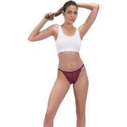 Cottonhill Γυναικείο Sexy String με Δαντέλα & Πέρλες Μπορντό CH4347