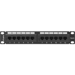 Lanberg PPU6-9012-B Patch Panel Keystone Rack 1U 10" 12 Θυρών Cat.6 Unshielded UTP