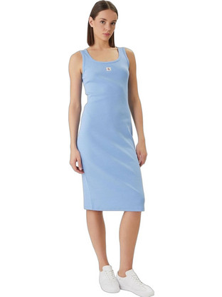 Calvin Klein Midi Καλοκαιρινό Καθημερινό Φόρεμα Ριπ Γαλάζιο LV047F257G-C32