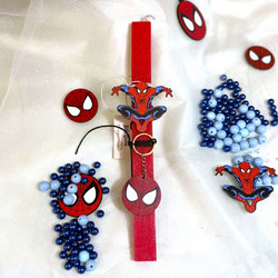 Liebe Queen Χειροποίητη Λαμπάδα Αρωματική με Μπρελόκ Spiderman Κόκκινο
