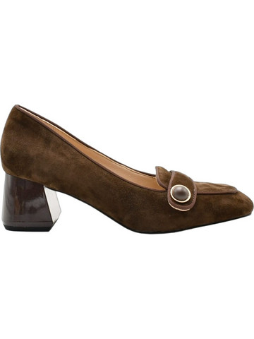 Emanuelle Vee Γόβες Suede με Χοντρό Χαμηλό Τακούνι Καφέ 442M-719-12-P002-TDM