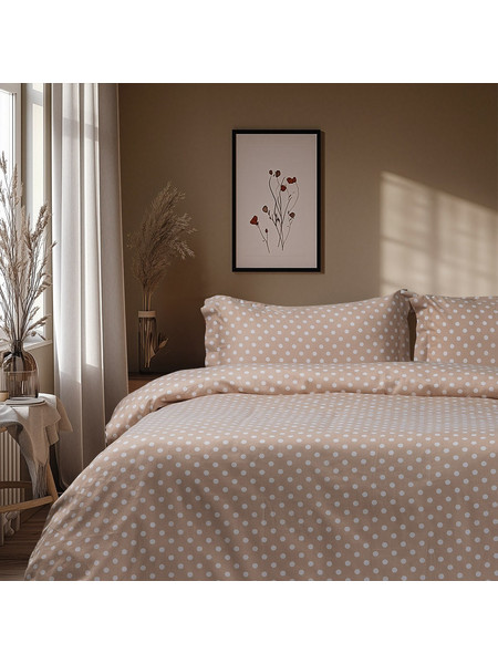 Beauty Home Σετ Σεντόνια Διπλά Βαμβακοσατέν 200x260 Art 10101 Fancy Μπεζ