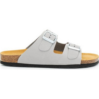 Plakton Δερμάτινα Γυναικεία Σανδάλια Ανατομικά Γκρι 180010