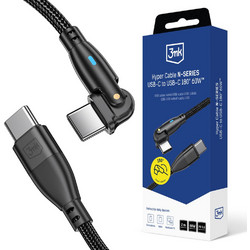 3mk Braided Angle 90° USB-C to USB-C 60W 2m Black 5903108680165