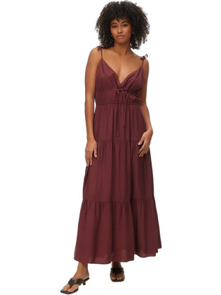 Vero Moda Maxi Καλοκαιρινό Βραδινό Φόρεμα Μεταξωτό Σοκολατί 10345603
