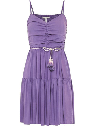 Funky Buddha Mini Καλοκαιρινό Βραδινό Φόρεμα Μεταξωτό Μωβ FBL013-101-13