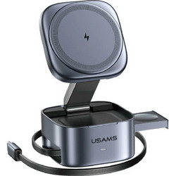 Usams CD257 Ασύρματος Φορτιστής Qi2 Pad με Καλώδιο USB-C με Θύρα USB-C 15W