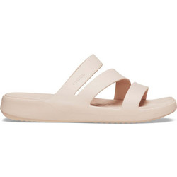 Crocs Getaway Strappy Γυναικείες Παντόφλες Καλοκαιρινές Ανατομικές Αντιολισθητικές Nude 209587-6UR