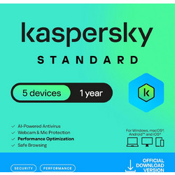 Kaspersky Standard 2026 για 5 Συσκευές και 1 Έτος Χρήσης (Ηλεκτρονική Άδεια)