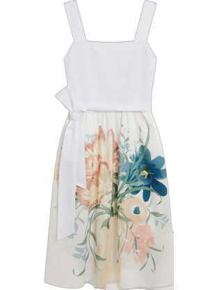 Ted Baker Gemha Midi Καλοκαιρινό Βραδινό Φόρεμα Floral Λευκό 283593