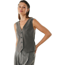 Mexx Γυναικεία Ζακέτα Γιλέκο Μακριά με Κουμπιά Ανθρακί MF006001253W-180201