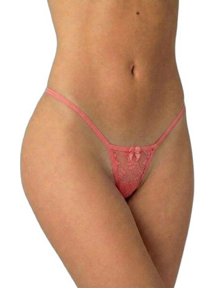 Milena By Paris Γυναικείο Sexy String με Δαντέλα Κοραλί 6971