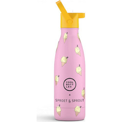 Cool Bottles Scoop Παιδικό Παγούρι Θερμός Ανοξείδωτο BPA Free με Καλαμάκι Ροζ 350ml
