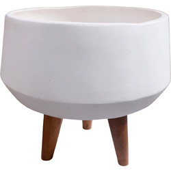 HomeMarkt Quan Γλάστρα Στρογγυλή Fiber Cement Λευκή 37x36cm HM4680.02S
