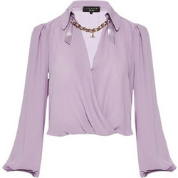Lynne Γυναικείο Χειμερινό Crop Κρουαζέ Top Λιλά 152-510011