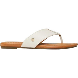 UGG Carey Flip Δερμάτινες Γυναικείες Σαγιονάρες Λευκές 1142177-JSM