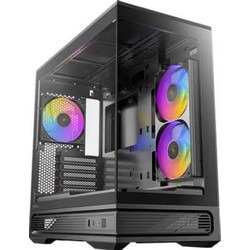 Antec C2M Black Gaming Mini Tower Κουτί Υπολογιστή RGB με Πλαϊνό Παράθυρο