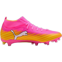 Puma Ultra 6 Match+ FG/AG 108702-05 Ποδοσφαιρικά Παπούτσια με Τάπες και Καλτσάκι Ροζ Κίτρινα