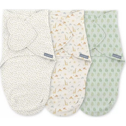 Ingenuity SwaddleMe Monogram Safari Πάνες Φασκιώματος Μπεζ Πράσινο Mint 3τμχ