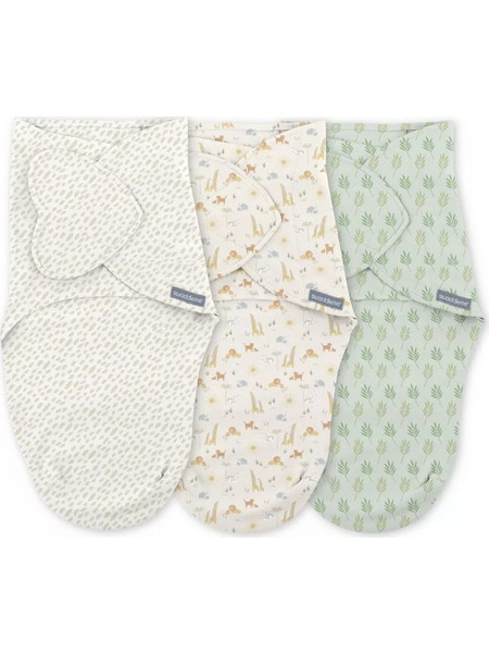 Ingenuity SwaddleMe Monogram Safari Πάνες Φασκιώματος Μπεζ Πράσινο Mint 3τμχ
