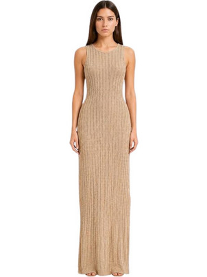 Guess Maxi Καλοκαιρινό Βραδινό Φόρεμα Πλεκτό Ταμπά W6GKA2Z0749-F1FM
