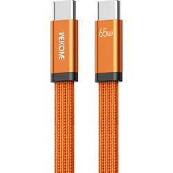 Wekome WDC-C16 Braided Flat USB-C to USB-C 65W 1.2m Orange