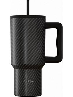 Estia Straw Tumbler XL Save The Aegean Carbon Fibre 900ml