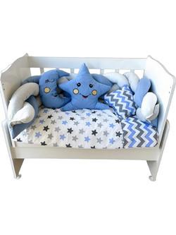 Stewe Home Σετ Κούνιας White/Blue 7τμχ
