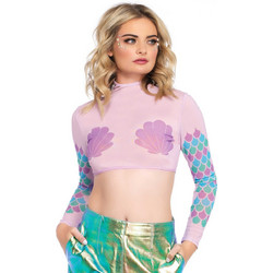 Leg Avenue Mermaid Sexy Τοπ See Through Ροζ Τιρκουάζ 714718532592