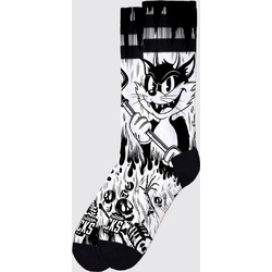 American Socks Evil Cat Ανδρικές Κάλτσες Ψηλές με Σχέδια Λευκές AS432