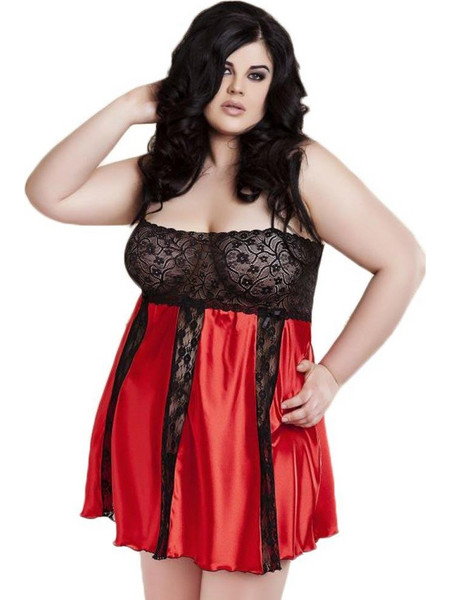 DKaren Sexy Babydoll See Through με Δαντέλα Κόκκινο Μαύρο 5901780652401