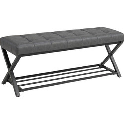 Stewe Home Παπουτσοθήκη Σκαμπό Μεταλλική Γκρι M112xΠ37xΥ47cm 837-762V00CG