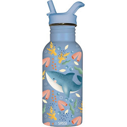 Sassi Splashy The Shark Παιδικό Παγούρι Ανοξείδωτο με Καλαμάκι Γαλάζιο 350ml