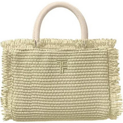 Feel & Touch Tropical Ψάθινη Τσάντα Θαλάσσης Χειρός Κίτρινη 19x20cm