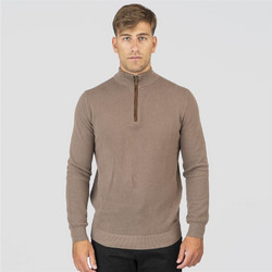 Double Ανδρική Πλεκτή Μπλούζα με Φερμουάρ Μπεζ KNIT-8028