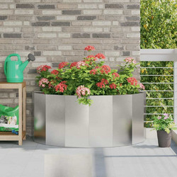vidaXL Γλάστρα Εξωτερικού Χώρου Ημικυκλική Ατσάλινη Ασημί 120x60x50cm 883707