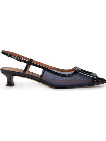Bibi Lou Γόβες Slingback Δερμάτινες με Λεπτό Χαμηλό Τακούνι Navy Μπλε 639Z77VK