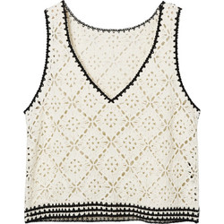Desigual Karen Γυναικείο Καλοκαιρινό Crop Top Πλεκτό Εκρού 24SWTKAS-1001