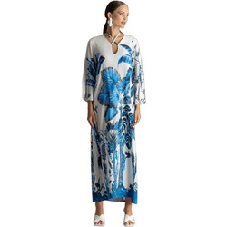 Moutaki Maxi Καλοκαιρινό Φόρεμα για Γάμο / Βάπτιση Floral Μεταξωτό Λευκό 26.07.89
