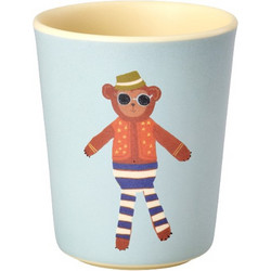 Rice Rice Παιδικό Ποτήρι Monkey Print Matte Blue 150ml