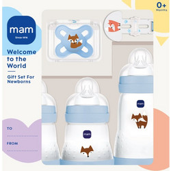 MAM Welcome To The World Σετ Πλαστικά Μπιμπερό με Θηλή κατά των Κολικών 0+ Μηνών Fox Transparent Light Blue