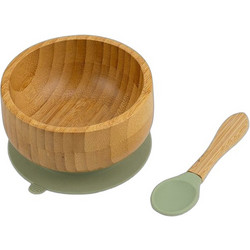 Nava We Care Βρεφικό Σετ Φαγητού Bamboo Μπεζ Πράσινο Mint 2τμχ