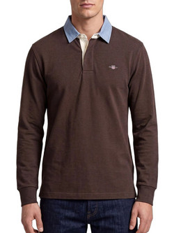 Gant Ανδρική Μπλούζα Polo Μακρυμάνικη Καφέ 3G2004082-284