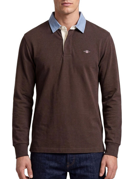 Gant Ανδρική Μπλούζα Polo Μακρυμάνικη Καφέ 3G2004082-284