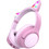 PowerLocus Bobo Cat Ears Ενσύρματα & Ασύρματα Bluetooth Παιδικά Ακουστικά Over Ear με Noise Cancelling Ροζ