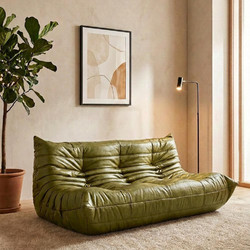 Nextdeco Togo Τριθέσιος Καναπές Δερματίνη Χακί 174x102x70cm 36566-05