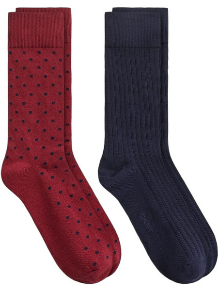 Gant Ανδρικές Κάλτσες Ψηλές Κόκκινες Navy Μπλε 2Pack 3G9960409-604