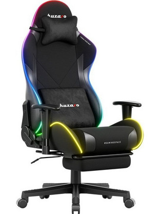 Possina Force 5,7 Καρέκλα Gaming Δερματίνης με Ρυθμιζόμενα Μπράτσα και Υποπόδιο και RGB Μαύρη 163196459