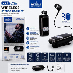 AKZ Q36 Ακουστικό Bluetooth In Ear Πέτου Black