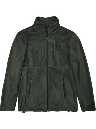 Double Ανδρική Ζακέτα Fleece με Φερμουάρ Χακί MFT-13A
